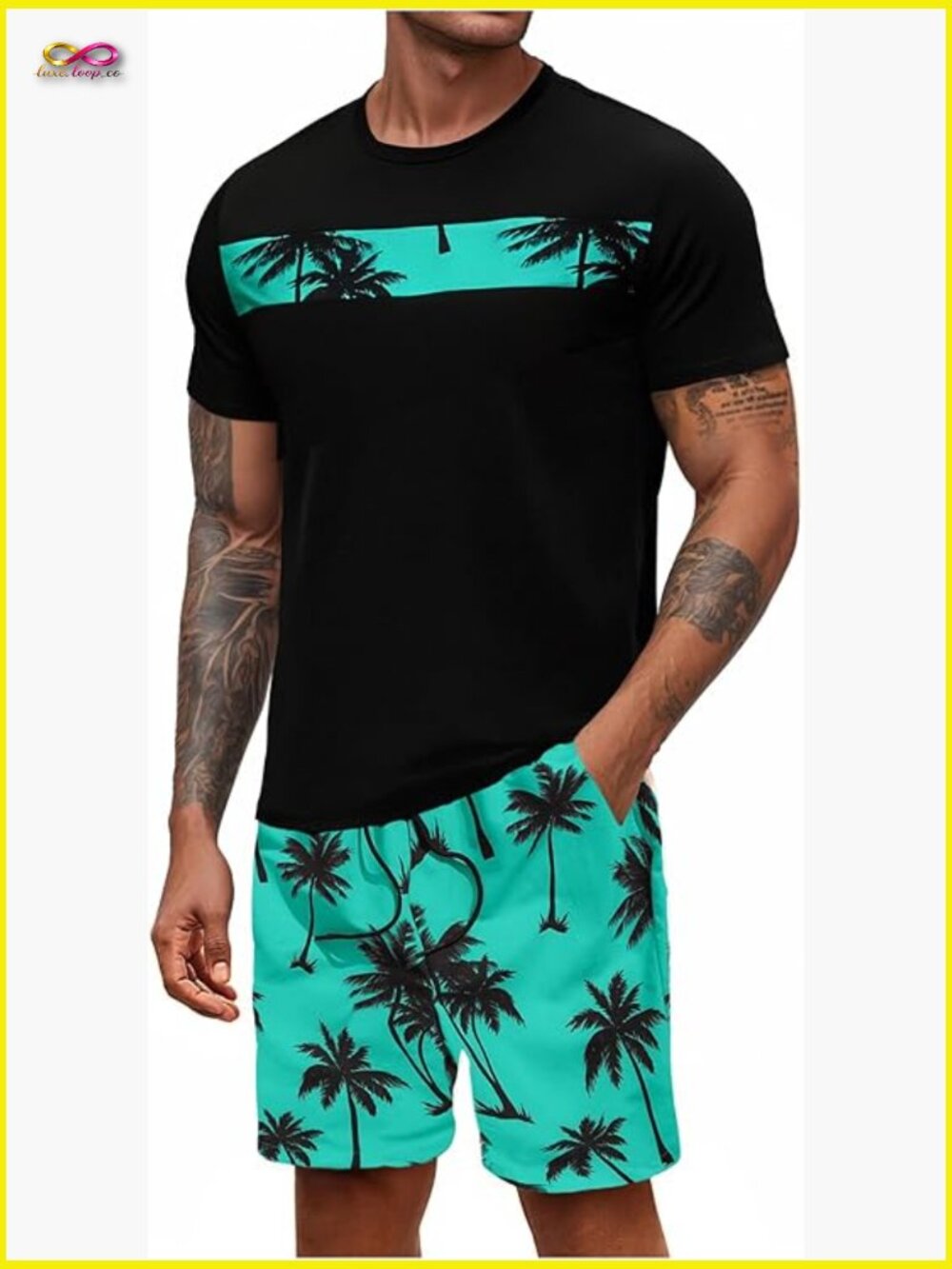 2 Piece Shorts Set Men's Summer Beach Vacation Tropical Outfit Paisley Print